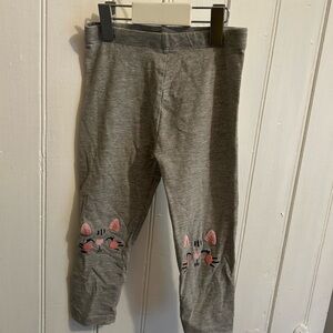 (3/$20) Monkey bars toddler 4 grey with pink Cat knee Leggings
